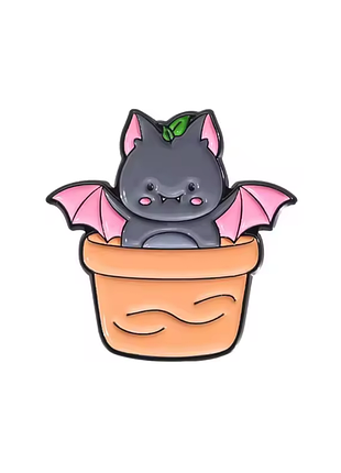 Металлический значок летучая мышь брошь batman милая брошка растение цветочек горшок бетмен bat  мышка вампир vampire