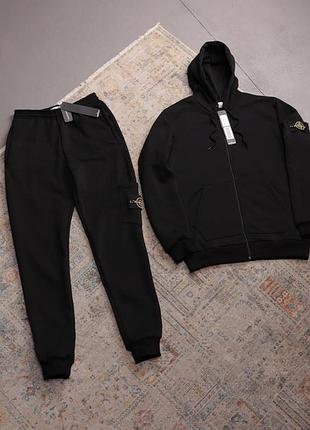 Костюм чорний stone island фліс