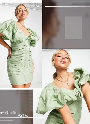 Стильна сукня asos luxe рукава буфи рюша відкриті  плечі