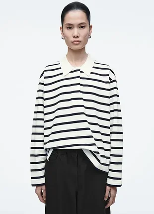 Поло женское cos relaxed striped polo shirt / s