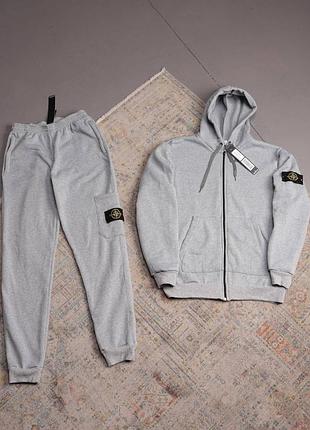 Костюм сірий stone island фліс