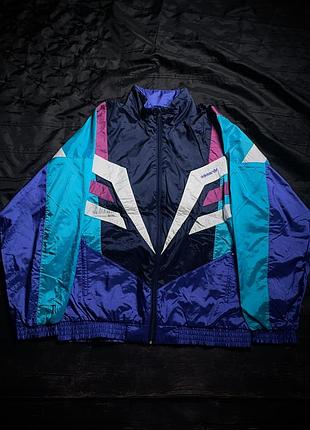 True vintage 90s adidas originals trefoil nylon colorblock track jacket