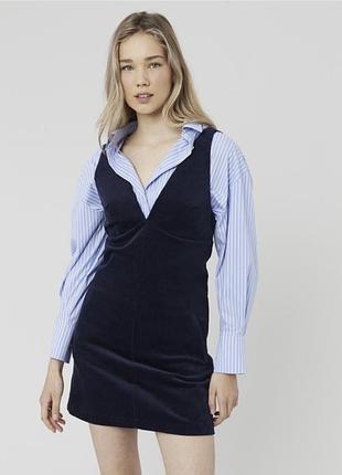 Синя вельветова сукня комбінезон zara жіноча коротка сукня зара