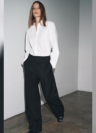 Брюки напіввовняні широкі zara