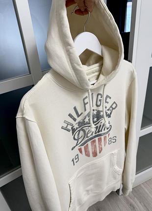 Худі tommy hilfiger denim унісекс у світлому молочно-кремовому відтінку