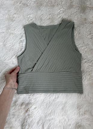 Кроп-топ у рубчик shein (olive/sage green), s / eu 36 / us 4