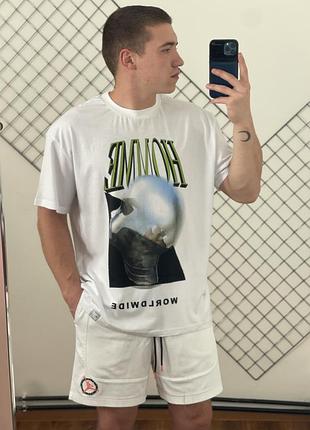 Біла футболка boohooman homme worldwide print
