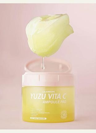 Освітлювальні педи для обличчя lalarecipe yuzu vita c ampoule pad 150ml/80pcs