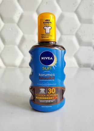 Солнцезащитное масло спрей для тела нивеа spf 30 sun nivea защита и загар
