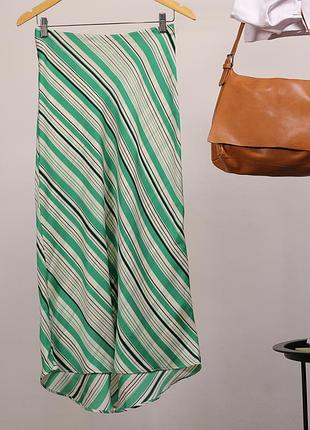 Сатиновая полоска миди юбка zara