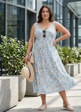 Розпродаж ❗ блакитна сукня міді у квітковий принт marks & spencer 16 (xl)