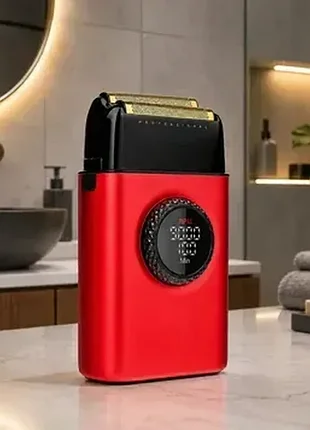 Профессиональная электробритва vgr v-377 red: карманный шейвер для бороды и головы с led дисплеем