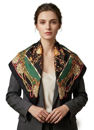 Целегантна шовкова хустка каре,хусточка,паше,платок,шарф,шаль в розкішному бароковому та кінному стилі.
