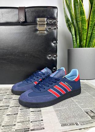 Блакитні кросівки унісекс adidas spezial manchester blue red х адідас 41