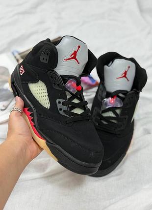 Nike jordan 5 black red gore tex