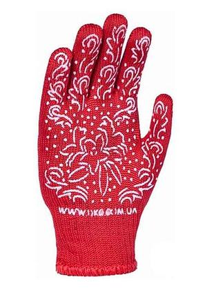 Перчатки робочі 622 з пвх малюнком мак (колір в асорт.) 9р. тм doloni