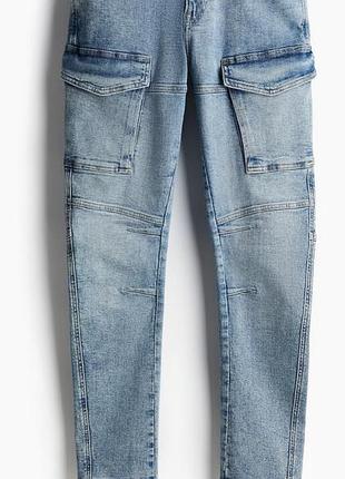H&m slim cargo jeans — 36/32  оригінальні чоловічі джинси нові без слідів використання. стильні молодіжні денім джинс