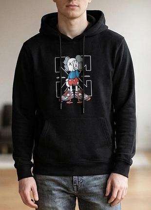 Худи off-white с принтом kaws, черное