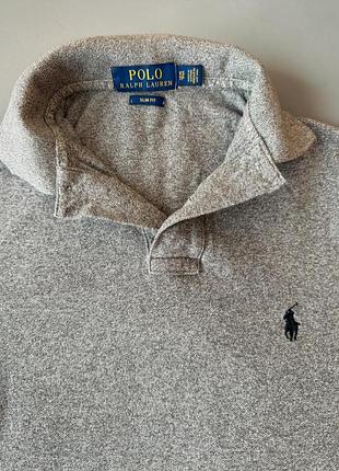 Оригінальне поло polo ralph lauren slim fit (розмір xs) сіре