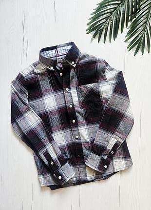 Стильна сорочка для хлопчика 128-134см, tommy hilfiger, 8-10років, сорочка в клітинку з довгим рукавом, бавовна