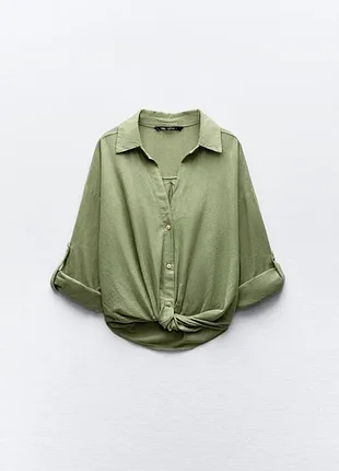 Zara льняная рубашка блуза р s