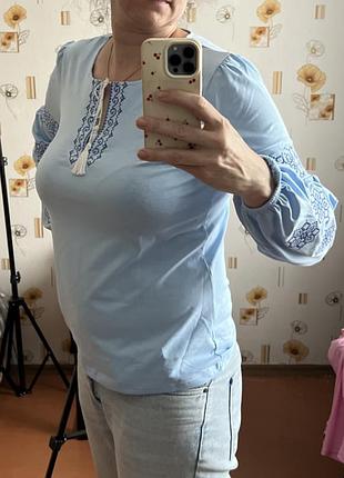 Вишиванка жіноча блузка🩵 бавовняна 🩵блакитна