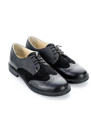 Шкіряні туфлі броги brosh black 32 розмір
