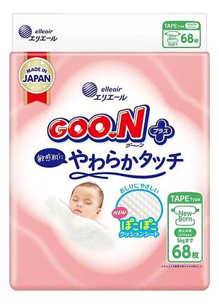 Підгузки goo.n plus для новонароджених до 5 кг (розмір nb, на липучках, унісекс, 68 шт)