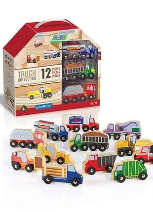 Набір вантажівок guidecraft block play до дороги з дерева, 12 шт. (g6718)