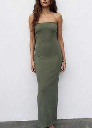 Сукня плаття zara xs-s хакі максі