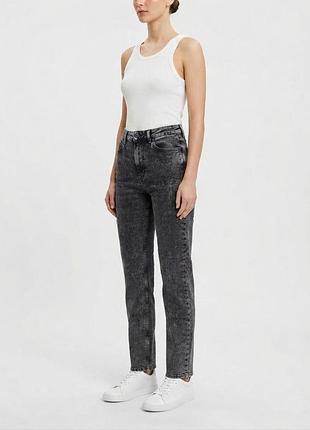 Джинсы прямые черные серые классические новые женская одежда straight fit hight rise