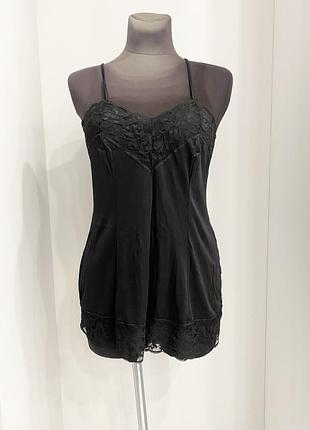 Пенюар victoria secret чорний атлас xs-s