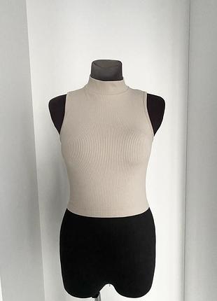 Топ бежевий в рубчик zara m