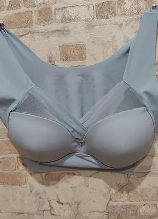 Безкісточковий бюстгальтер-топ 5xl (на обхват 95–100 см), блакитний.