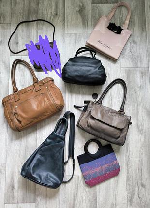 Лот сумок фирменных все за 2500 6 штук longchamp radley mia ted baker таиланд шёлк сумочка клатч гобелен с вышивкой бисером рюкзак кожаный jobis кожа
