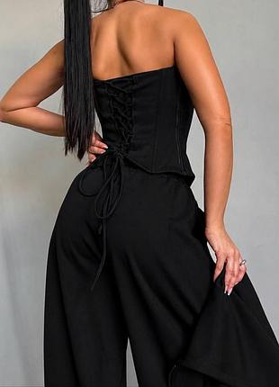 Костюм трійка з корсетом, кофта oversize + широкі штани низ на затяжках 👍топ ціна та якість