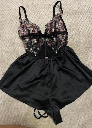 Комплект жіночий for love & lemons нічний чорний з квітковим принтом