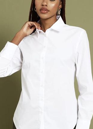 Spt uniforms нова класична біла жіноча сорочка прямого крою з довгими рукавом ділова офіс школа кафе розмір l