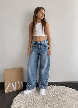 Джинси для дівчинки zara wide leg , джинсы девочке вайд леги зара