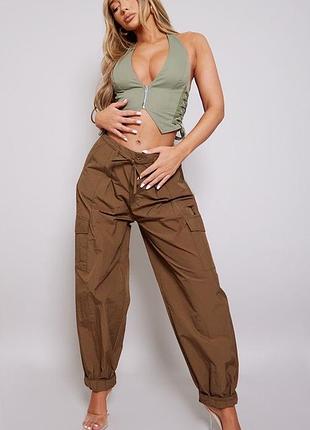 Новий кроп-топ корсет prettylittlething із блискавкою та шнурівкою, розмір 12 (l)