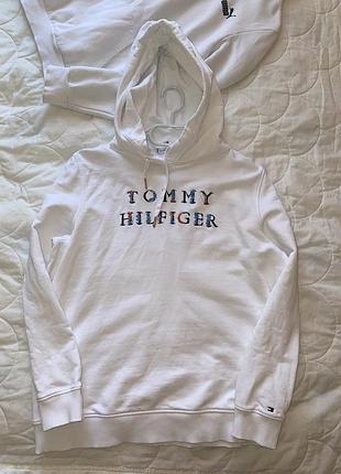Худі tommy hilfiger білого кольору/ біле худі tommy hilfiger