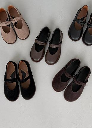 Лоферы barefoot с анатомически-расширенным мысом женские, натуральная замша / кожа
