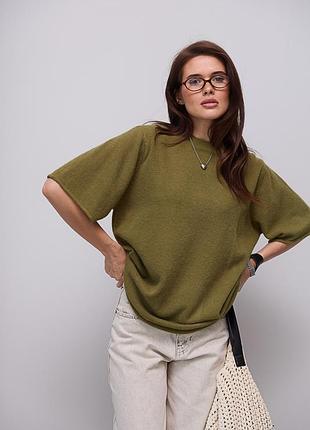 В'язана кофта oversize з коротким рукавом