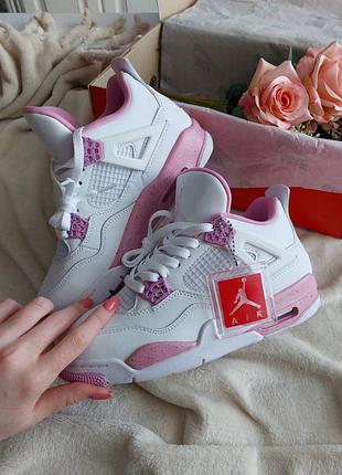 Жіночі кросівки nike air jordan 4 white pink oreo