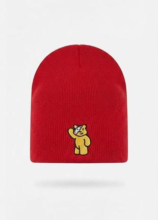 Красная шапка бини с вышивкой мишка pudsey bbc children in need