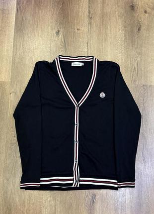 Кардиган чоловічий moncler темно-синій з червоно-білою окантовкою, розмір m-l