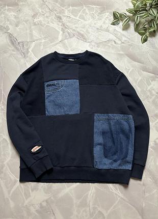 Світшот desigual denim patchwork sweatshirt relaxed fit upcycled