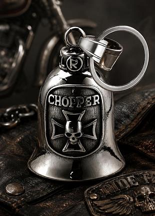 Мотоциклетный колокольчик удачи chopper чоппер с крестом и черепом счастливый звонок брелок для байкеров