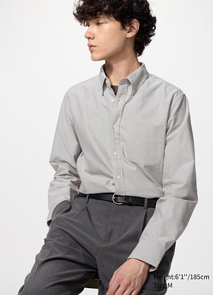 Чоловіча сорочка сіра uniqlo slim fit бавовна рр l