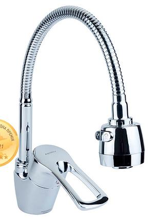 Смеситель ml ø40 для кухни гусак гофрированный на гайке aquatica ml-4b644c (9746120)